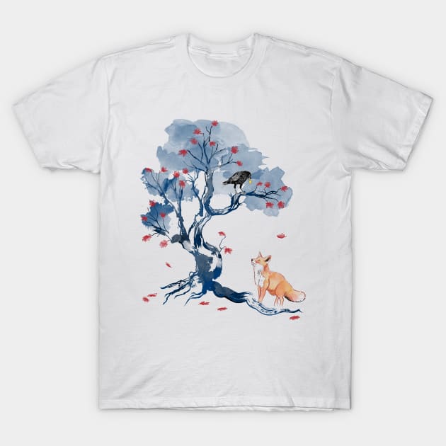 The Fox and the Crow T-Shirt by DrMonekers